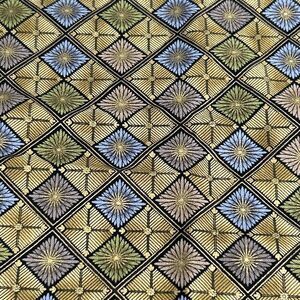 Robert Kaufman Imperial Collection 8936 Japan Geometric Grid Gold Blue Green 1 Y